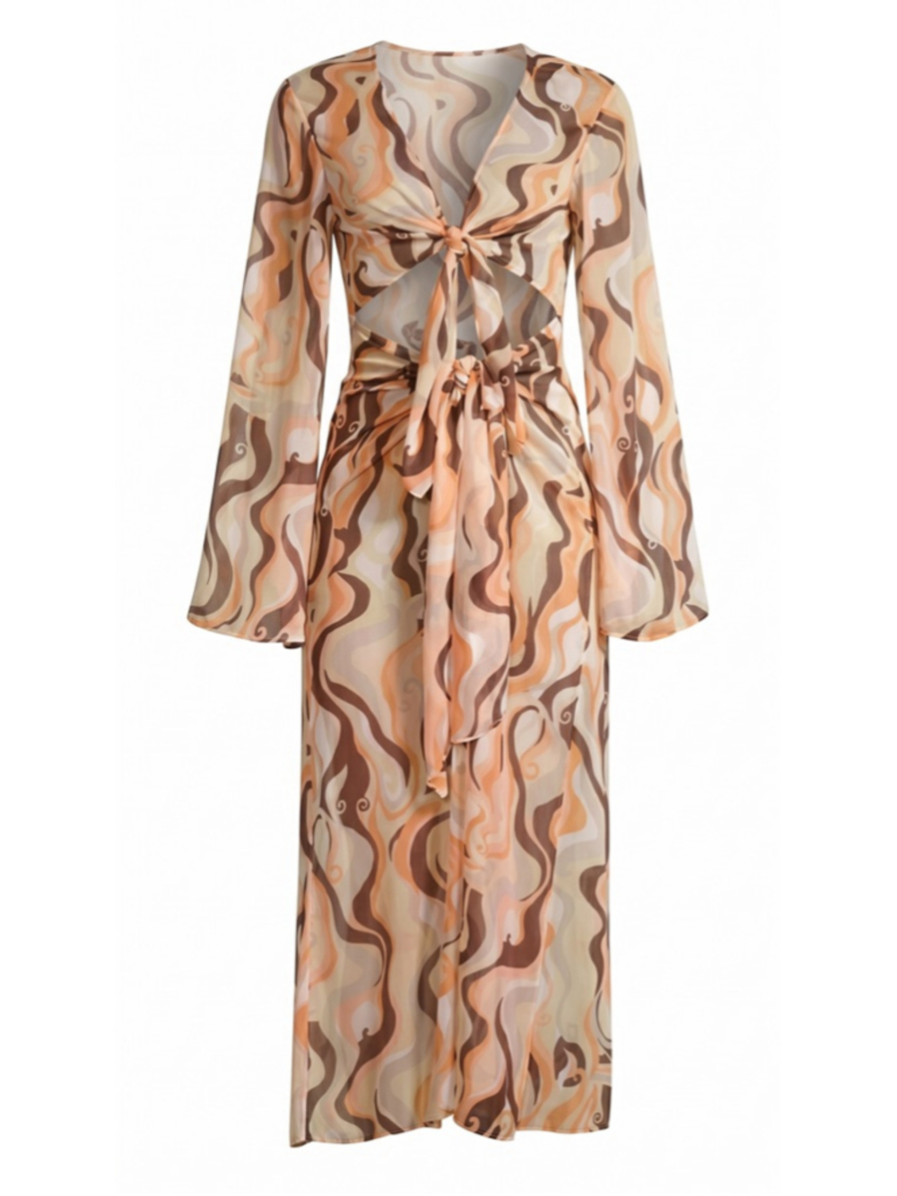 Cinq a Sept Canyon Swirl Talita Coverup Midi Dress Natural Multi Size Large